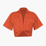 Janice | Stylisches Kurzarm Crop Shirt mit kragen