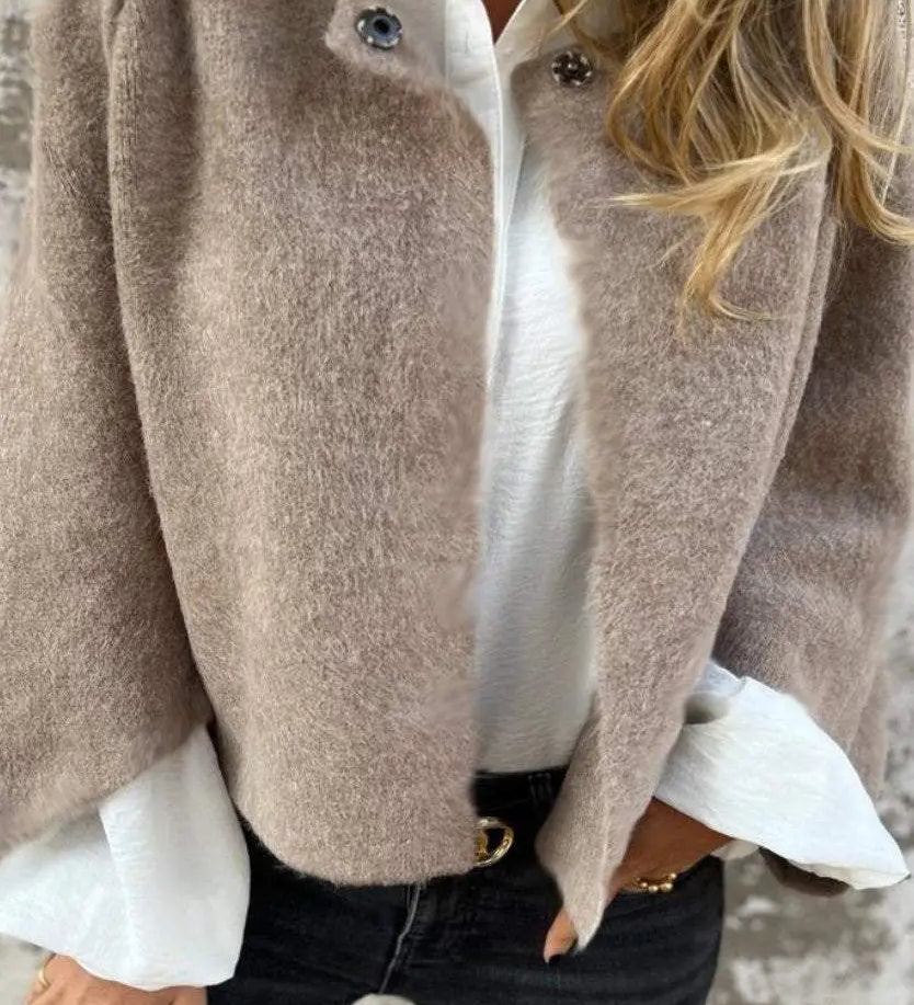 Bea | Damen Wollmantel mit Rundhalsausschnitt und langen Ärmeln Zendoo.de