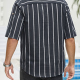 Samuel | Kurzarm-Henley-Sommerhemd mit Streifenmuster