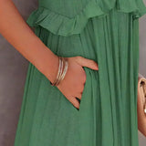 Boho Maxikleid mit Volants & Neckholder-Ausschnitt – Sommerlich & Feminin