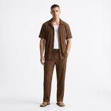 Herren Langarmhemd und Hose Set mit Rippstruktur