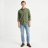 Herren Langarmhemd mit Brusttasche und Button-Down-Kragen