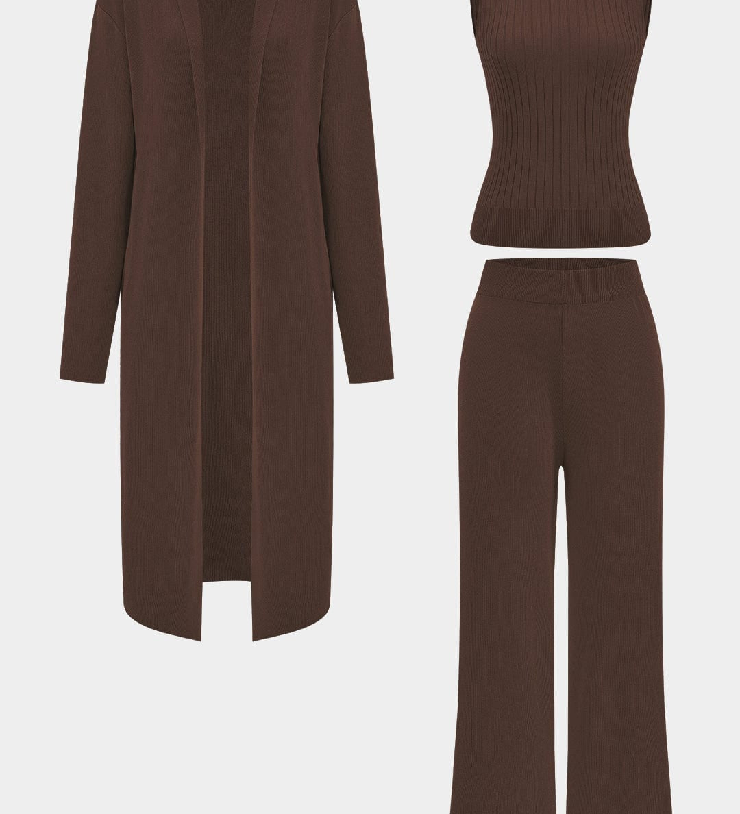 Luanne | Elegantes Dreiteiliges Set aus Geripptem Strick