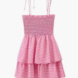 Wibke | Charmantes rosa-weiß kariertes Sommerkleid