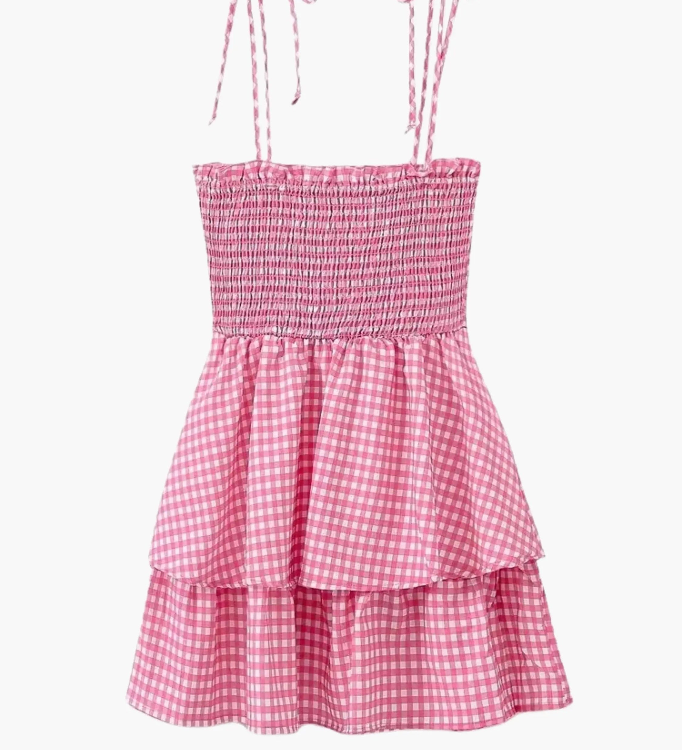 Wibke | Charmantes rosa-weiß kariertes Sommerkleid