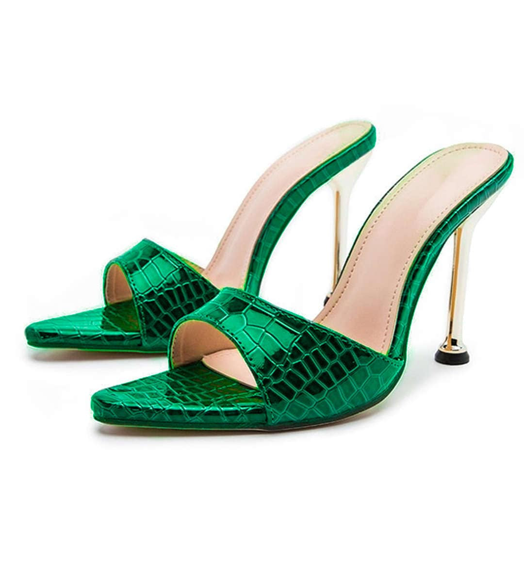 Isabelle | Luxus Schwarze Croc-Embossed Mule Heels – Elegant & Stilvoll