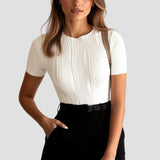 Geripptes Kurzarmshirt