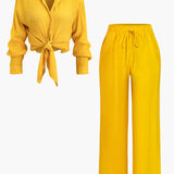 Amber | Luftiges Zweiteiler-Set mit Bluse und weiter Hose