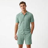 Herren Kurzarmhemd und Shorts Set mit Rippstruktur