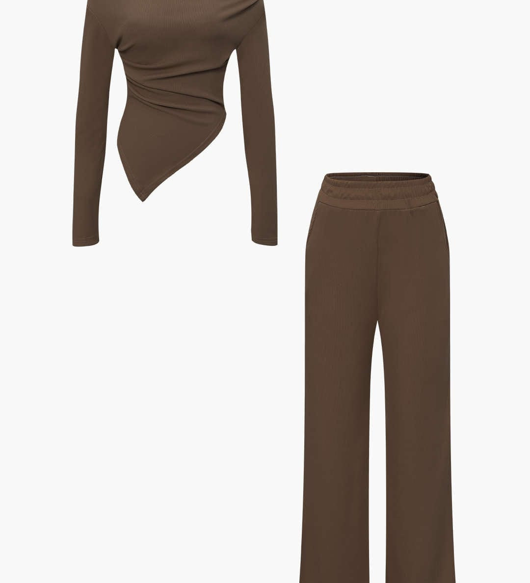 Daniela | Elegantes Zweiteiler-Set mit Asymmetrischem Oberteil & Weiten Hosen
