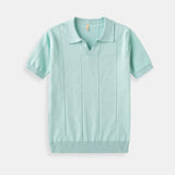 Retro-Strick-Poloshirt in Mintgrün