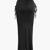 Melody | Asymmetrisches Zweiteiler-Set mit One-Shoulder Crop-Top & Maxi-Rock