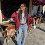 Jade | Übergroße Kontrastnaht Jacke Zendoo.de