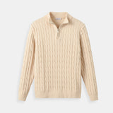 Eleganter Zopfstrickpullover mit Reißverschluss