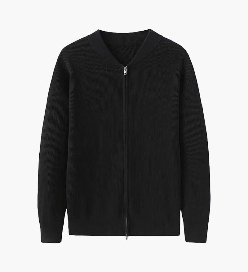 Bennett | Stehkragen Herren Rippstrick Reißverschluss Strickjacke