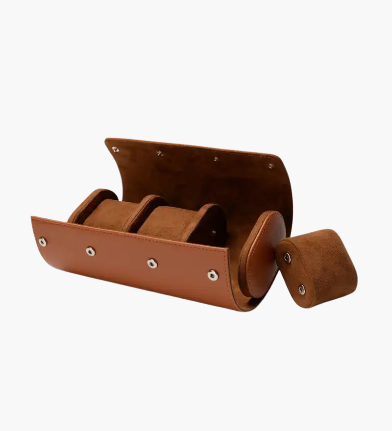 Josiah | Elegantes Leder Uhrenhalter Reiseetui für 3 Uhren