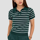 Gestreiftes Polo-Shirt in Dunkelgrün