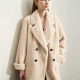 Tanja | Doppelt geöffneter beiger Wollmantel für den Winter