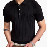Ian | Business casual Herren Slim Fit Strick-Poloshirt mit Gerippt Muster
