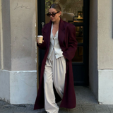 Sinda | Eleganter Wollmantel in Bordeauxrot