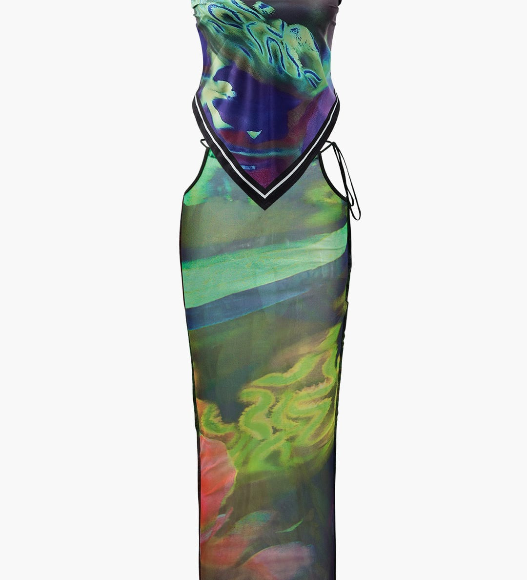 Rosina | Zweiteiliges Set mit abstraktem Print & Bandeau-Top