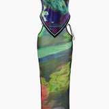 Rosina | Zweiteiliges Set mit abstraktem Print & Bandeau-Top