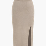 Jessica | Geripptes Zweiteiler-Set mit Twist-Detail & Schlitzrock