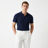 Herren Strick Poloshirt mit Rippstruktur