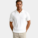 Herren-Poloshirt aus Rippstrick – Offener Kragen, Slim Fit