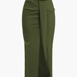 Fridoline | Eleganter Midirock mit Wickeloptik, Drapierung und hohem Schlitz