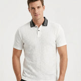 Herren Struktur Poloshirt mit Kontrastkragen