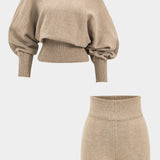 Luana | Stylishes Strick-Zweiteiler-Set mit One-Shoulder-Pullover & High-Waist-Shorts