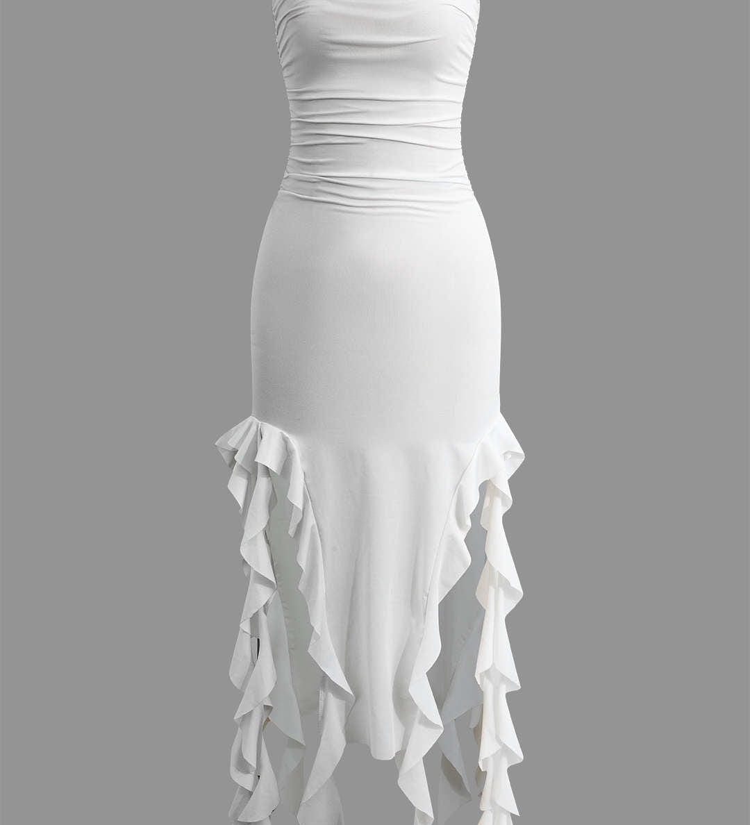 Sofia | Elegantes Bandeau-Maxikleid mit Volant-Details – Zeitlose Raffinesse