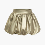 Cordula | Extravaganter Ballon-Minirock aus Kunstleder mit elastischem Bund