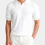 Herren-Poloshirt aus Rippstrick – Offener Kragen, Slim Fit