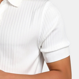 Herren-Poloshirt aus Rippstrick – Offener Kragen, Slim Fit