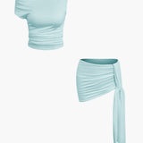 Athena | One-Shoulder Top & Drapierter Minirock – Perfekt für glamouröse Auftritte