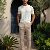 Herren-Strickshirt mit vertikaler Rippstruktur – Leichtes Oberteil für den Sommer