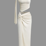 Eveline | Elegantes Zweiteiler-Set mit One-Shoulder-Top & Wickelrock