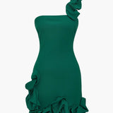 Valeria | One-Shoulder Bodycon Rüschenkleid – Elegante Raffinesse mit verspieltem Touch