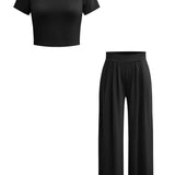 Luna | Elegantes Zweiteiler-Set mit Crop-Top & Palazzo-Hose