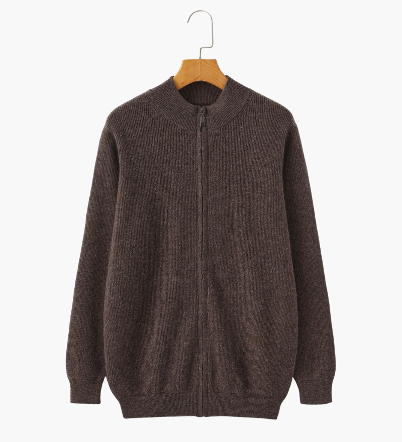 Wesley | Rippenstrick Reißverschluss Kaschmir Strickjacke für Männer