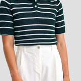 Gestreiftes Polo-Shirt in Dunkelgrün