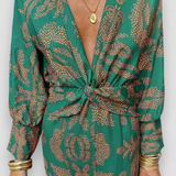 Elegantes Midikleid mit Twist-Detail und floralem Muster – Zeitlos und stilvoll