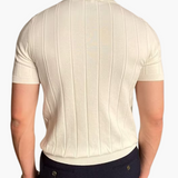 Ian | Business casual Herren Slim Fit Strick-Poloshirt mit Gerippt Muster