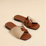 Yara | Beigefarbene Sandalen mit Lederakzenten