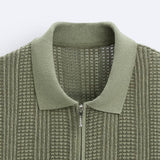 Strukturiertes Strick-Polo mit Reißverschluss