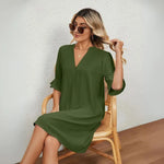 Isadee | Bequemes Kleid Mit V-Ausschnitt Zendoo.de