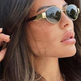 Hazel | Gold Rahmen Smaragd Ovale Gläser Sonnenbrille