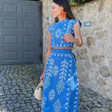 Amira | Zweiteiliges Stickerei-Set mit Crop-Top & Wickelrock